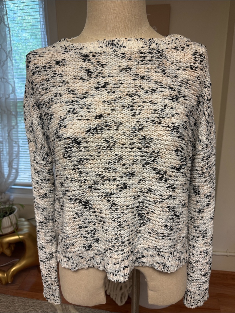 A New Day - Cozy Black and White Marled Knit Sweater - Women's